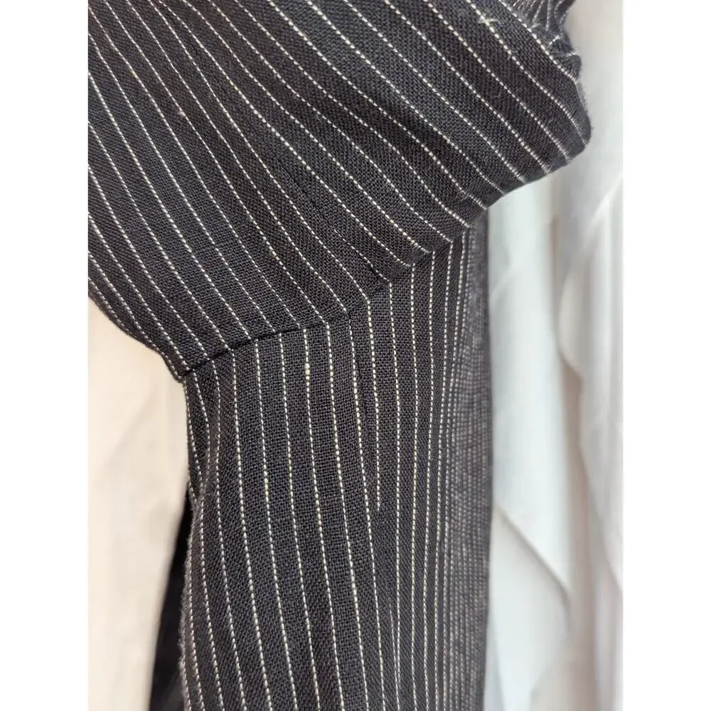 Joe Joseph Abboud Mens 38L Black Linen Pinstripe 2 Button Blazer Jacket NWOT